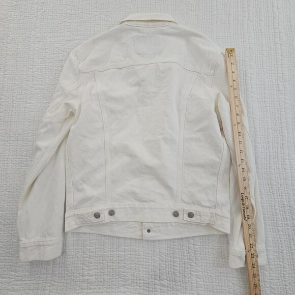NEW Levi's Jacket Men's Size S White Denim Trucker Biker Jacket 723340292 NWT - Picture 13 of 15